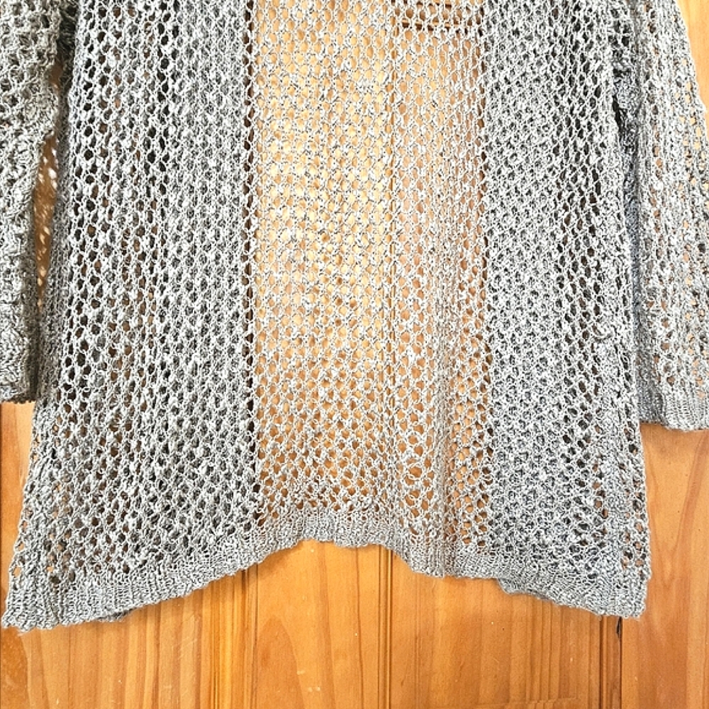Forever 21 Women's Battle Green Mesh Knit Open Front Cardigan Sweater - Picture 7 of 9